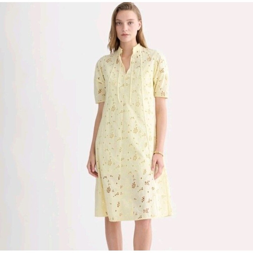 Everlane The Eyelet Midi Dress Butter Pastel Yellow Women's Large Classic